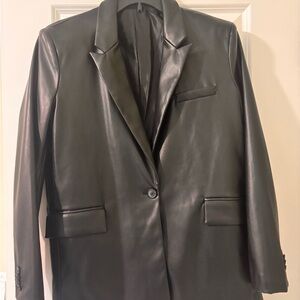 Pull&Bear Black Faux Leather Blazer Large